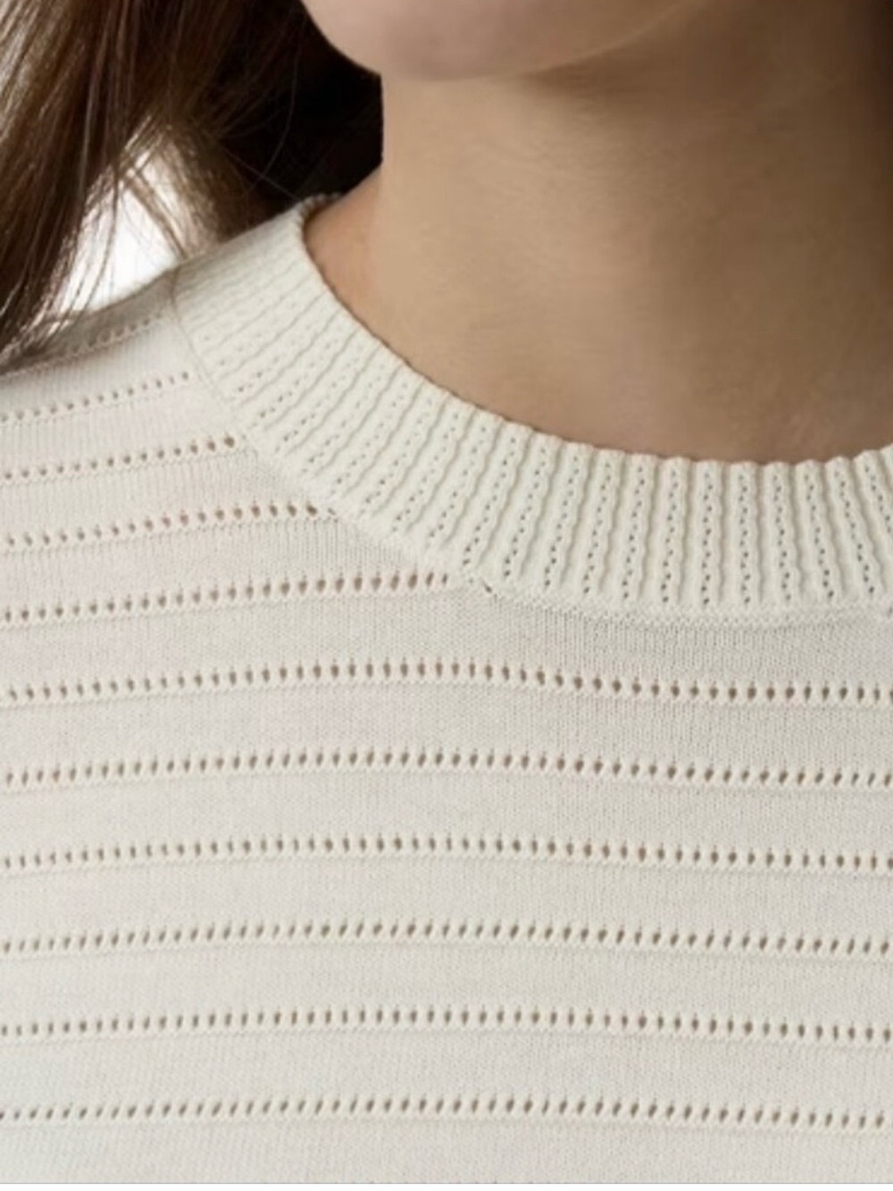 FRYE Sz XXL Cream Ivory Sweater Cotton Fine Gauge Textured Ribbed Short Sleeves - Picture 10 of 10